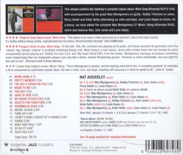 Nat Adderley & Wes Montgomery : Work Song (CD, Album, RM)