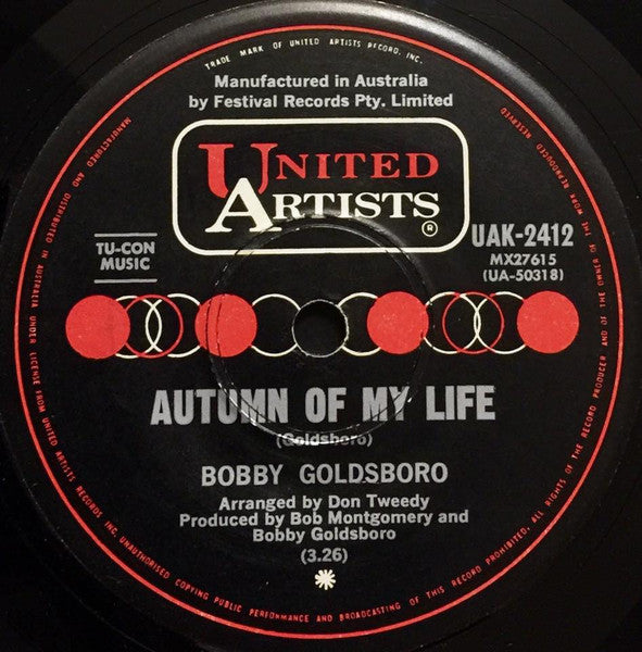 Bobby Goldsboro : Autumn Of My Life / She Chased Me (7", Single)