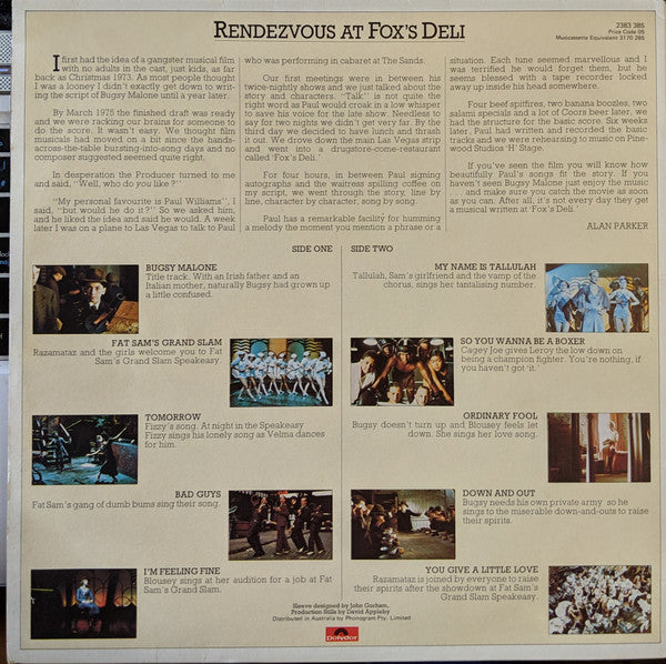 Paul Williams (2) : Bugsy Malone (Original Soundtrack Recording) (LP, Album, Gat)