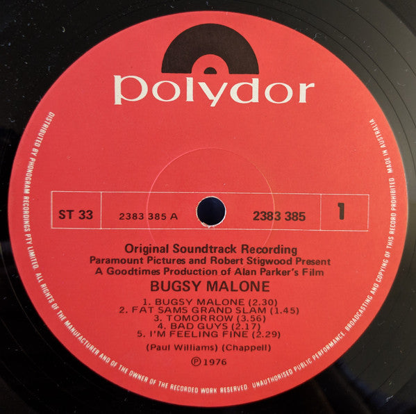 Paul Williams (2) : Bugsy Malone (Original Soundtrack Recording) (LP, Album, Gat)