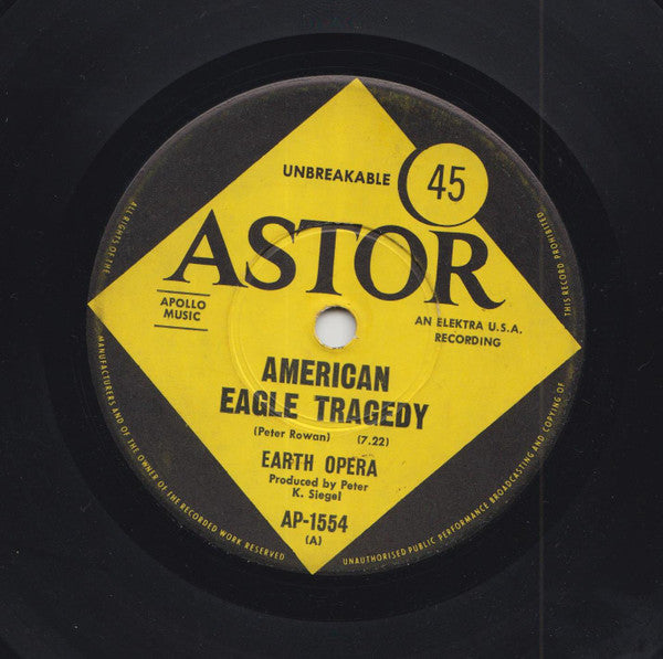 Earth Opera : American Eagle Tragedy (7", Single)