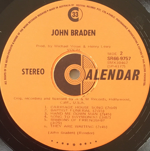 John Braden : John Braden (LP, Album, RE)