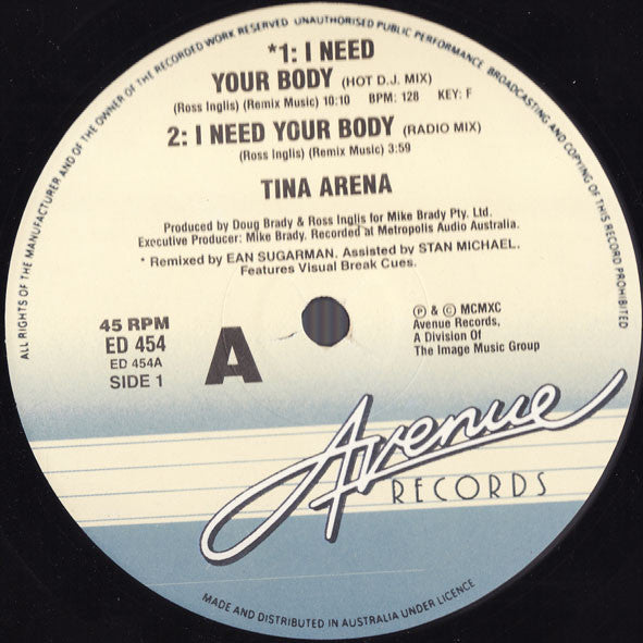 Tina Arena : I Need Your Body (12")