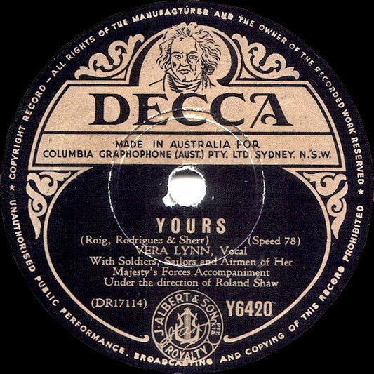 Vera Lynn : Yours / Padam ... Padam ... (How It Echoes The Beat Of My Heart) (Shellac, 10")