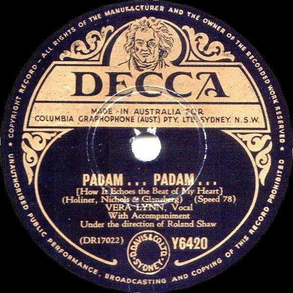 Vera Lynn : Yours / Padam ... Padam ... (How It Echoes The Beat Of My Heart) (Shellac, 10")