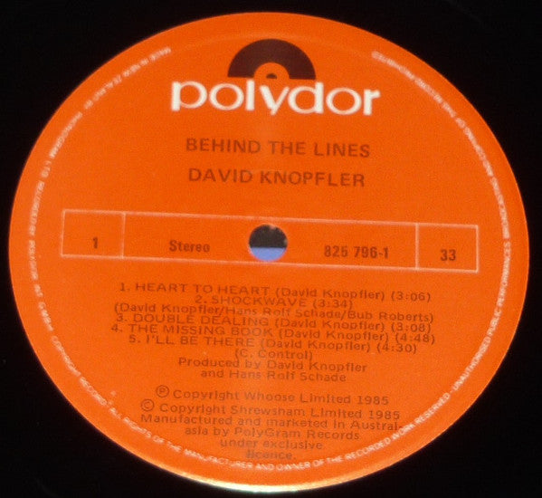 David Knopfler : Behind The Lines (LP, Album)