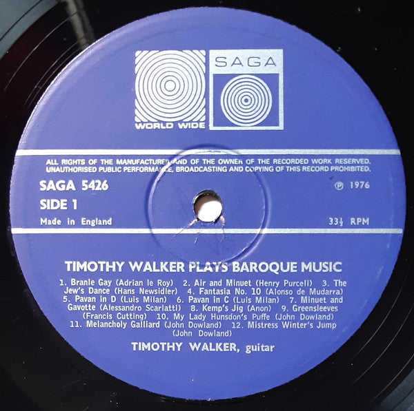 Timothy Walker : Timothy Walker Plays Baroque Music (LP, Album)