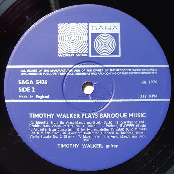 Timothy Walker : Timothy Walker Plays Baroque Music (LP, Album)