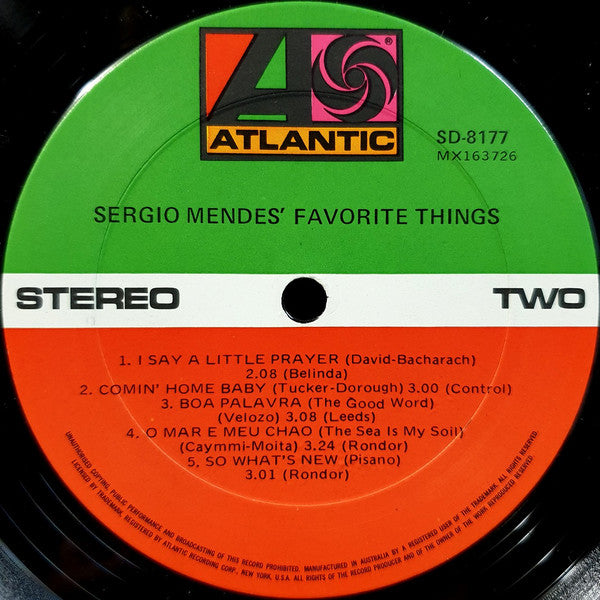 Sergio Mendes* : Sergio Mendes' Favorite Things (LP, Album)