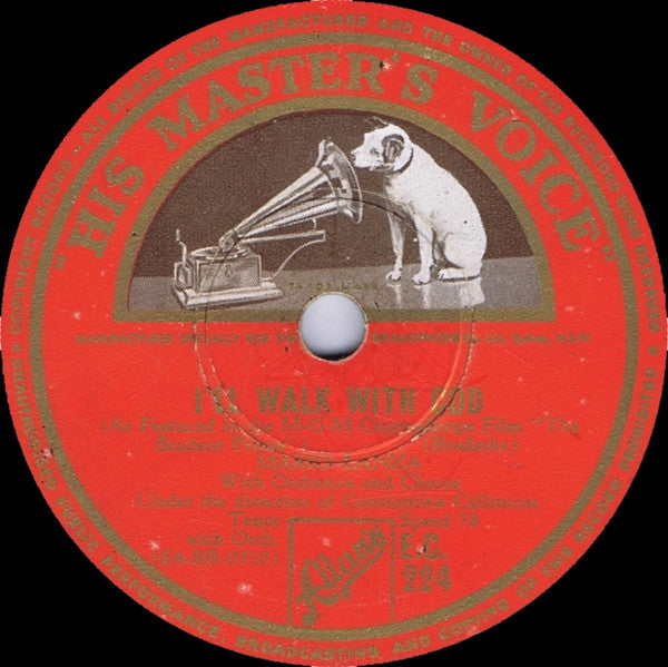 Mario Lanza : I'll Walk With God / Beloved (Shellac, 10")