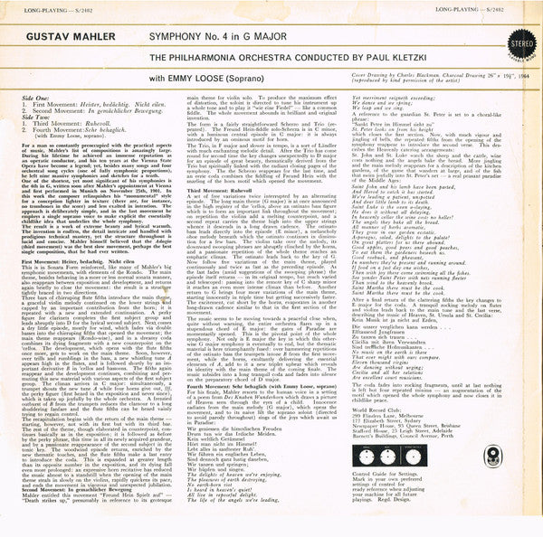 Gustav Mahler / The Philharmonia Orchestra* Conducted By Paul Kletzki With Emmy Loose : Symphony No. 4 In G Major (LP, Album, Club, RE)