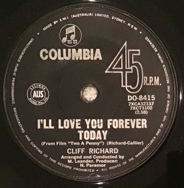 Cliff Richard : I'll Love You Forever Today / Girl You'll Be A Woman Soon (7")