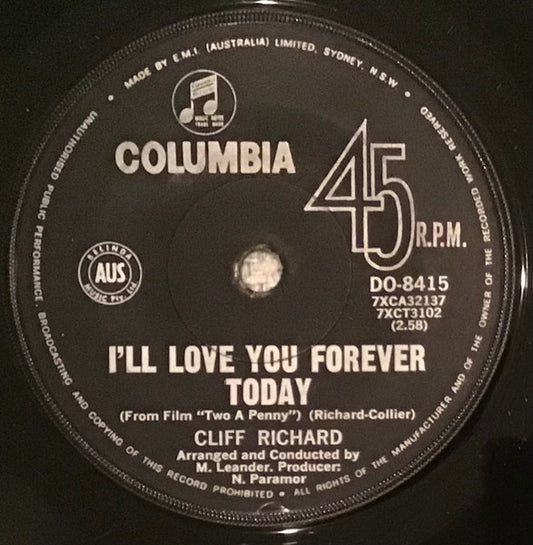 Cliff Richard : I'll Love You Forever Today / Girl You'll Be A Woman Soon (7")