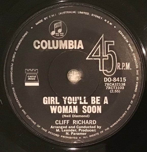 Cliff Richard : I'll Love You Forever Today / Girl You'll Be A Woman Soon (7")