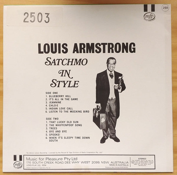 Louis Armstrong : Satchmo In Style (LP)