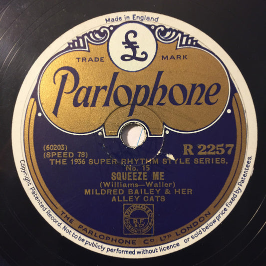 Mildred Bailey & Her Alley Cats* : Squeeze Me / Down-Hearted Blues (Shellac, 10")