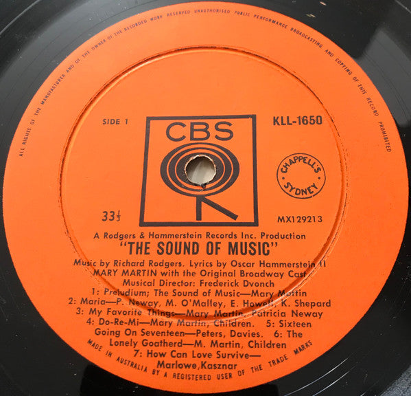 The Sound Of Music Original Broadway Cast : The Sound Of Music (Original Broadway Cast) (LP, Album, Mono, RE)