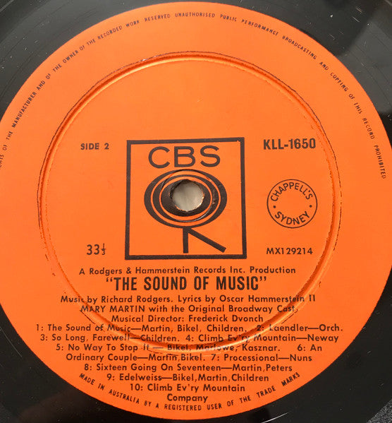 The Sound Of Music Original Broadway Cast : The Sound Of Music (Original Broadway Cast) (LP, Album, Mono, RE)