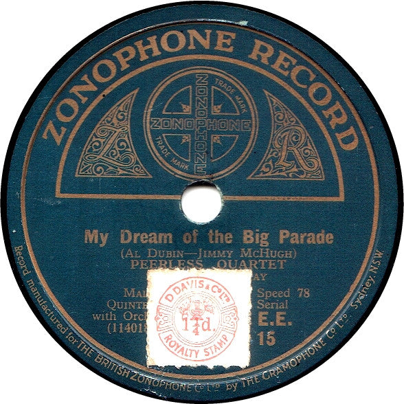 Peerless Quartet* / Henry Burr : My Dream Of The Big Parade / The Prisoner's Sweetheart (Shellac, 10")