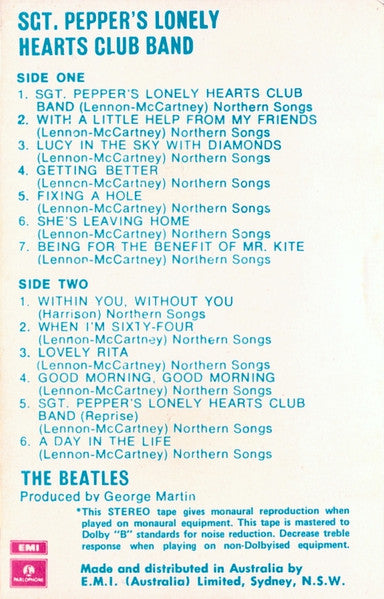 The Beatles : Sgt. Pepper's Lonely Hearts Club Band (Cass, Album, RE, Dol)