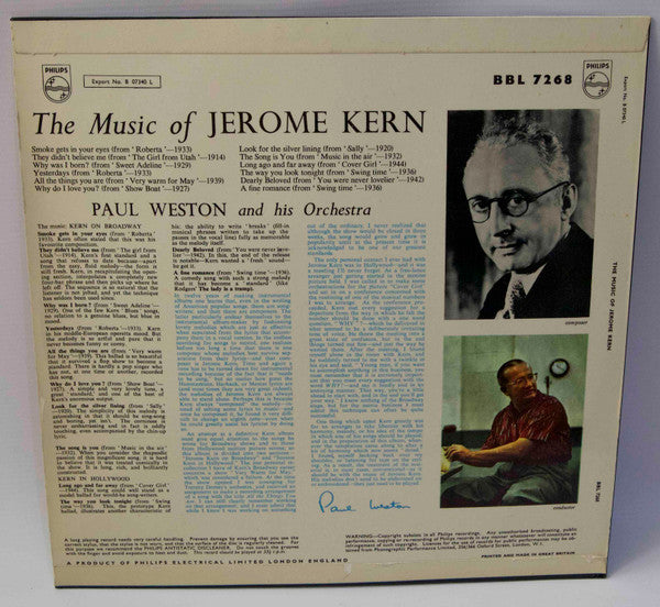 Paul Weston And His Orchestra : The Music of Jerome Kern (LP, Album)