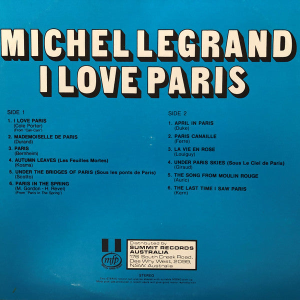 Michel Legrand : I Love Paris (LP, Album)