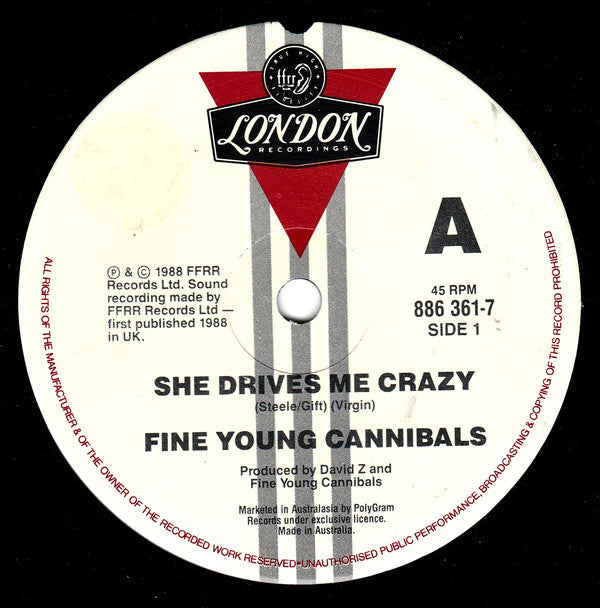Fine Young Cannibals : She Drives Me Crazy (7", Single)