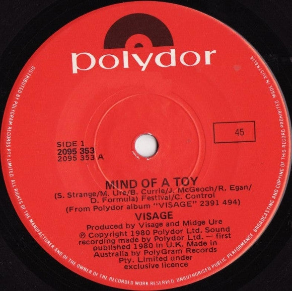Visage : Mind Of A Toy (7", Single)