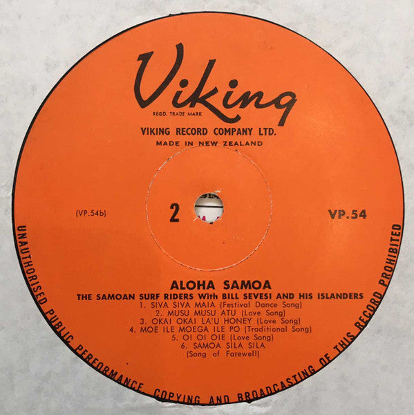 The Samoan Surf Riders With Bill Sevesi & His Islanders : Aloha Samoa (LP, Album)