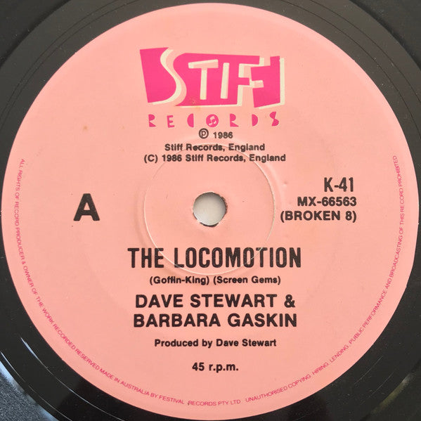 Dave Stewart & Barbara Gaskin : The Locomotion (7", Single)