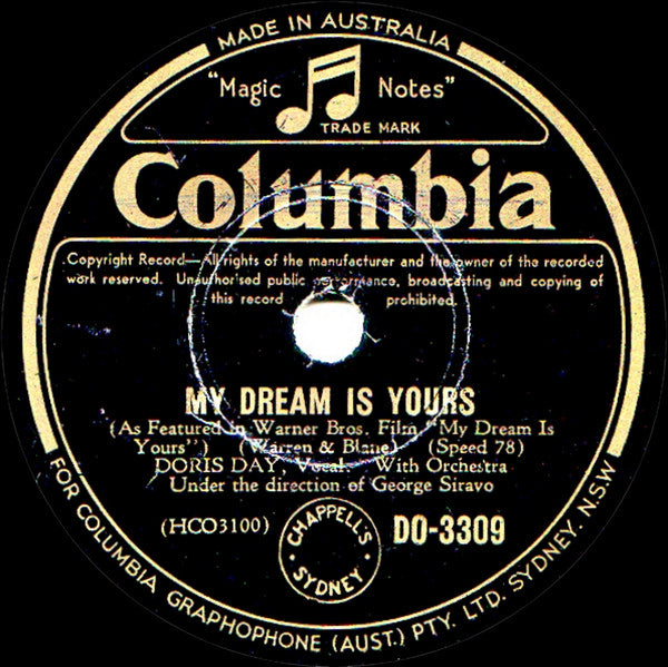 Doris Day / Doris Day & Buddy Clark (3) : My Dream Is Yours / I'll String Along With You (Shellac, 10", RP)