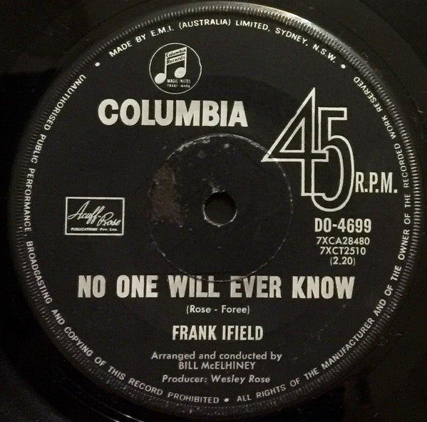 Frank Ifield : No One Will Ever Know / I'm Saving All My Love (7", Single)