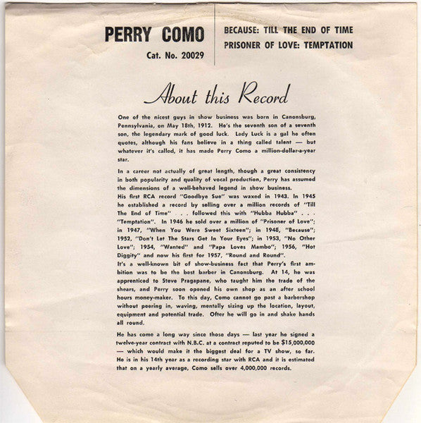 Perry Como : Perry Como (7", EP)