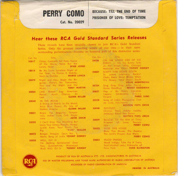 Perry Como : Perry Como (7", EP)