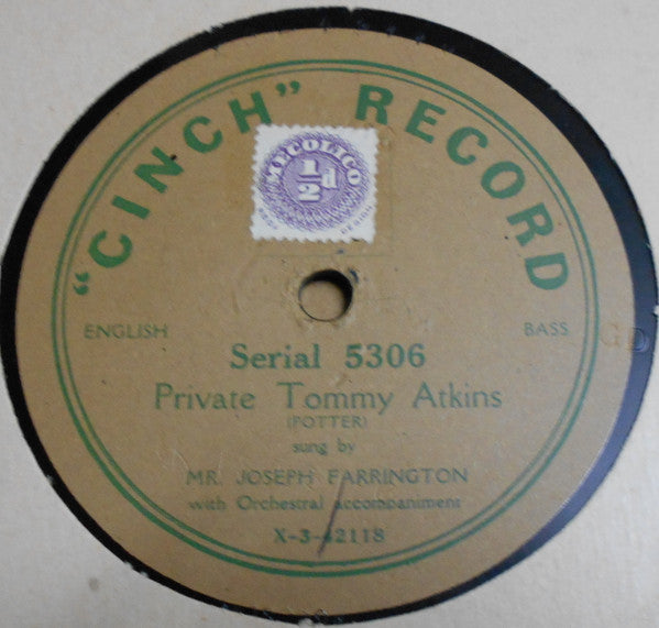 Joseph Farrington : Private Tommy Atkins / Soldiers Of The King (Shellac, 10")