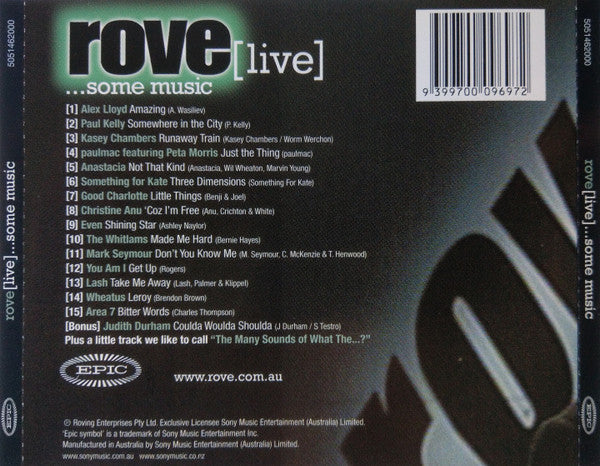 Various : Rove [Live] ..Some Music (CD, Comp)