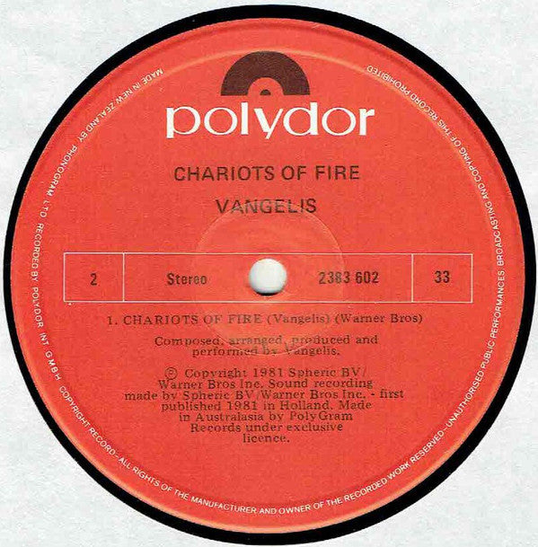 Vangelis : Chariots Of Fire (LP, Album)