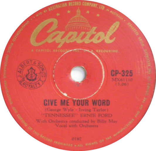 "Tennessee" Ernie Ford* : Give Me Your Word / River Of No Return (Shellac, 10")