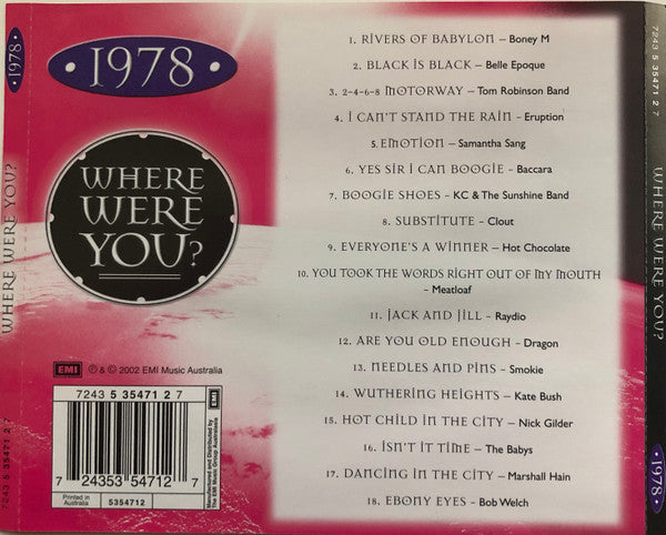 Various : Where Were You? 1978 (CD, Album, Comp)