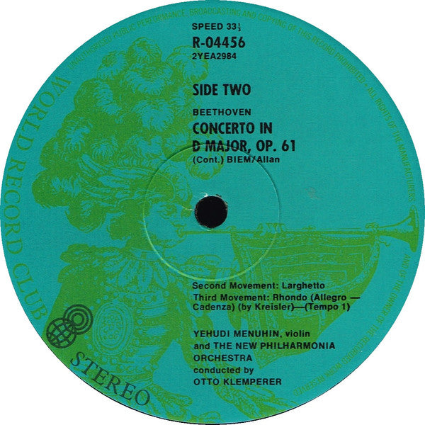 Beethoven* : Violin Concerto In D, Opus 61 (LP, Album, Club)