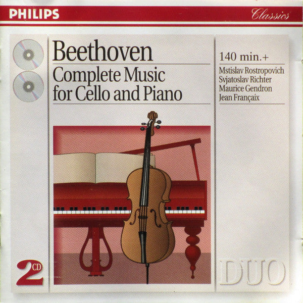 Beethoven* - Mstislav Rostropovich, Sviatoslav Richter, Maurice Gendron, Jean Françaix : Complete Music For Cello And Piano (2xCD, Comp, RM)