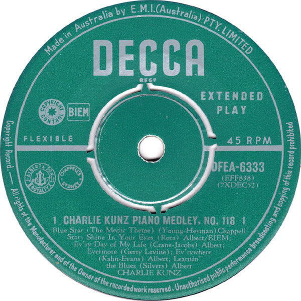 Charlie Kunz : Piano Medley Nos.118 and 119 (7", EP, Num)