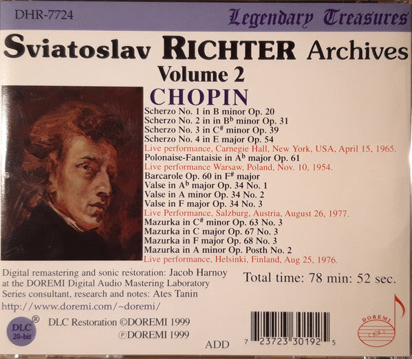Sviatoslav Richter, Frédéric Chopin : Sviatoslav Richter Archives, Chopin Recitals 1954-1977 (CD, RM)