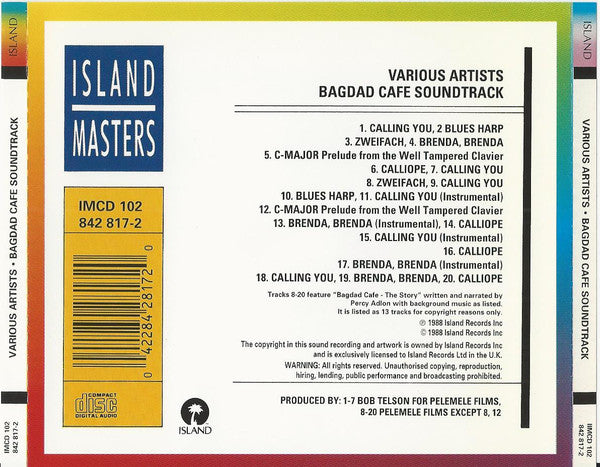 Various : Bagdad Cafe (Original Motion Picture Soundtrack) (CD, Comp, RE)