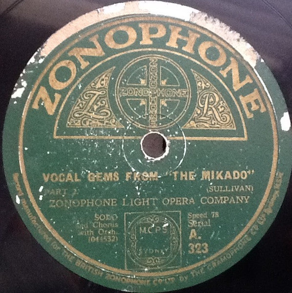 Zonophone Light Opera Company : Vocal Gems From "The Mikado" (Shellac, 12")