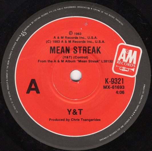 Y & T : Mean Streak (7", Single)