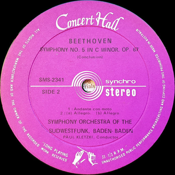 Beethoven*, Paul Kletzki, Symphony Orchestra Of The Südwestfunk, Baden-Baden* / Schubert*, Josef Krips, Vienna Festival Orchestra* : Symphony No 5 / Unfinished Symphony (LP)