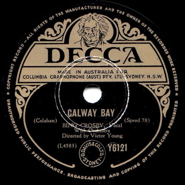 Bing Crosby : My Girl's An Irish Girl / Galway Bay  (Shellac, 10", RP)