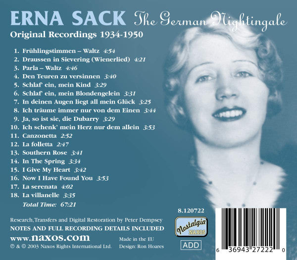 Erna Sack : The German Nightingale (Original Recordings 1934-1950) (CD, Comp)