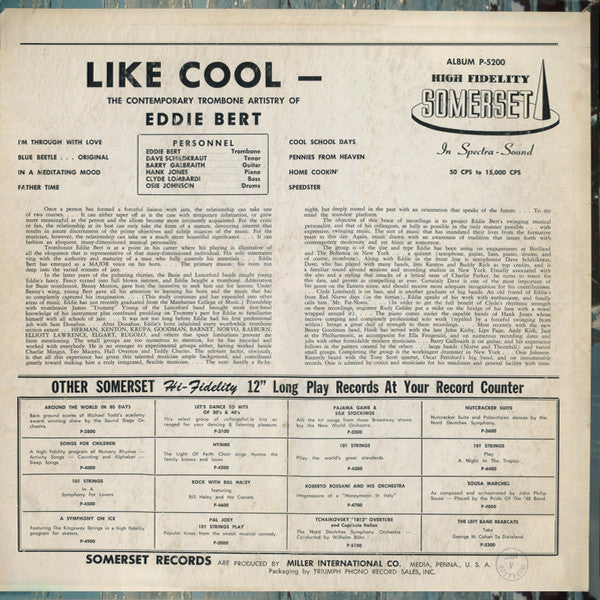 Eddie Bert : Like Cool - The Contemporary Trombone Of Eddie Bert (LP, Album)